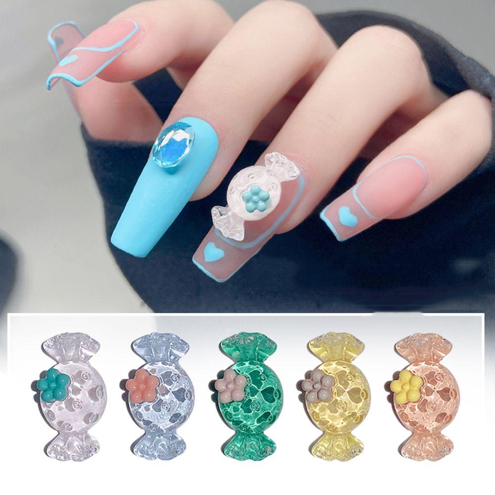 AUGUSTINA Agustinina Permen Perhiasan Nail Art Resin Musim Panas Lucu Manis Tembus Indah DIY Nail Art Alat