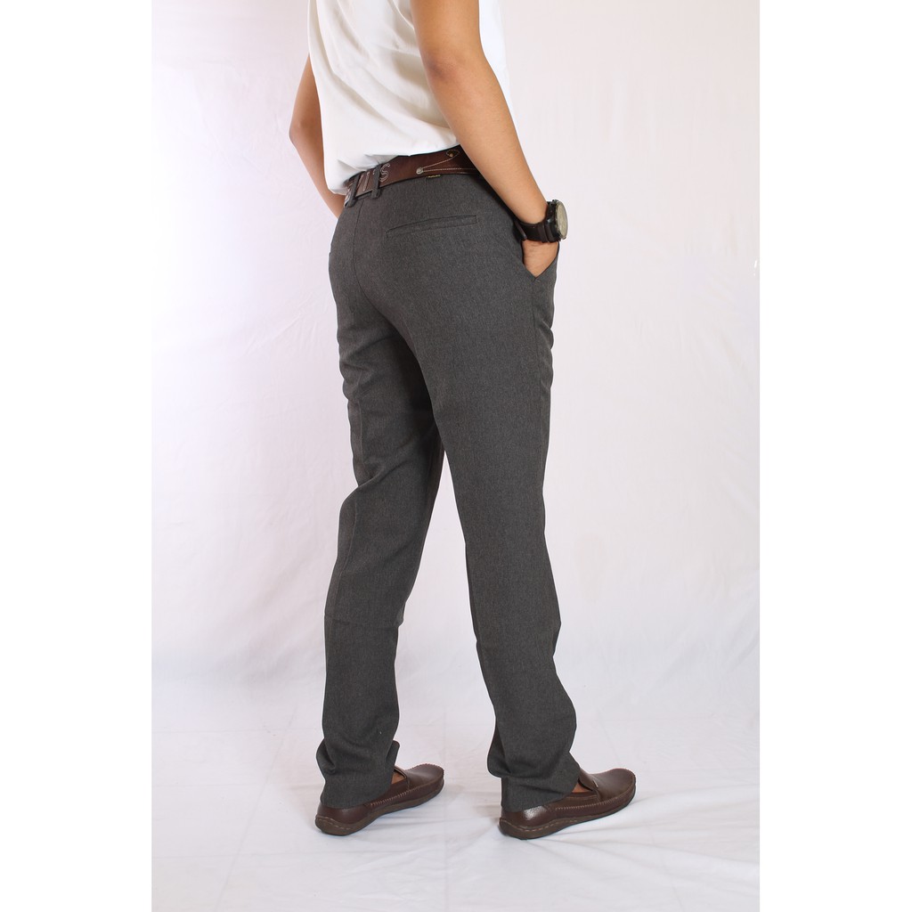 celana formal woll  celana kantor pria abu gelap burlois