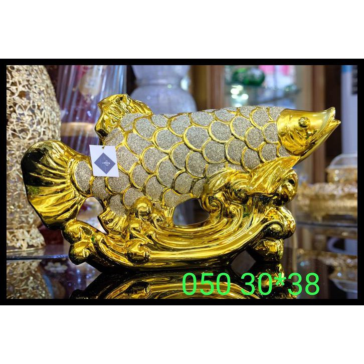 Ikan Arwana Keramik Gold / Ikan Arwana / Pajangan Arwana Besar