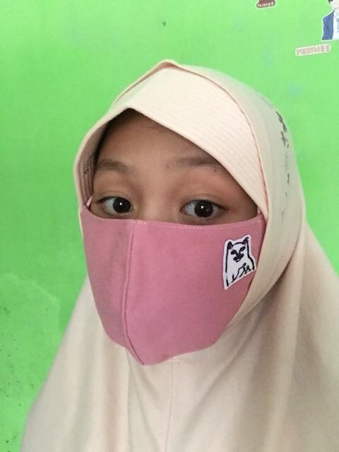 Masker Premium Dusty Pink Patch Kucing