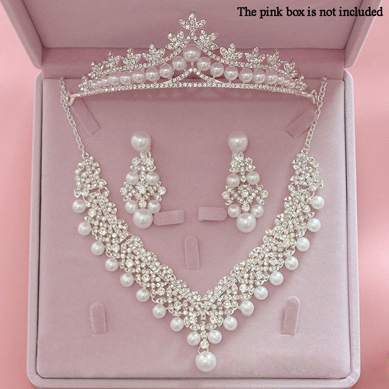 Tiny Jewelry Set - Mahkota Anting Kalung - Aksesoris Pengantin - Bridal Crown Korea