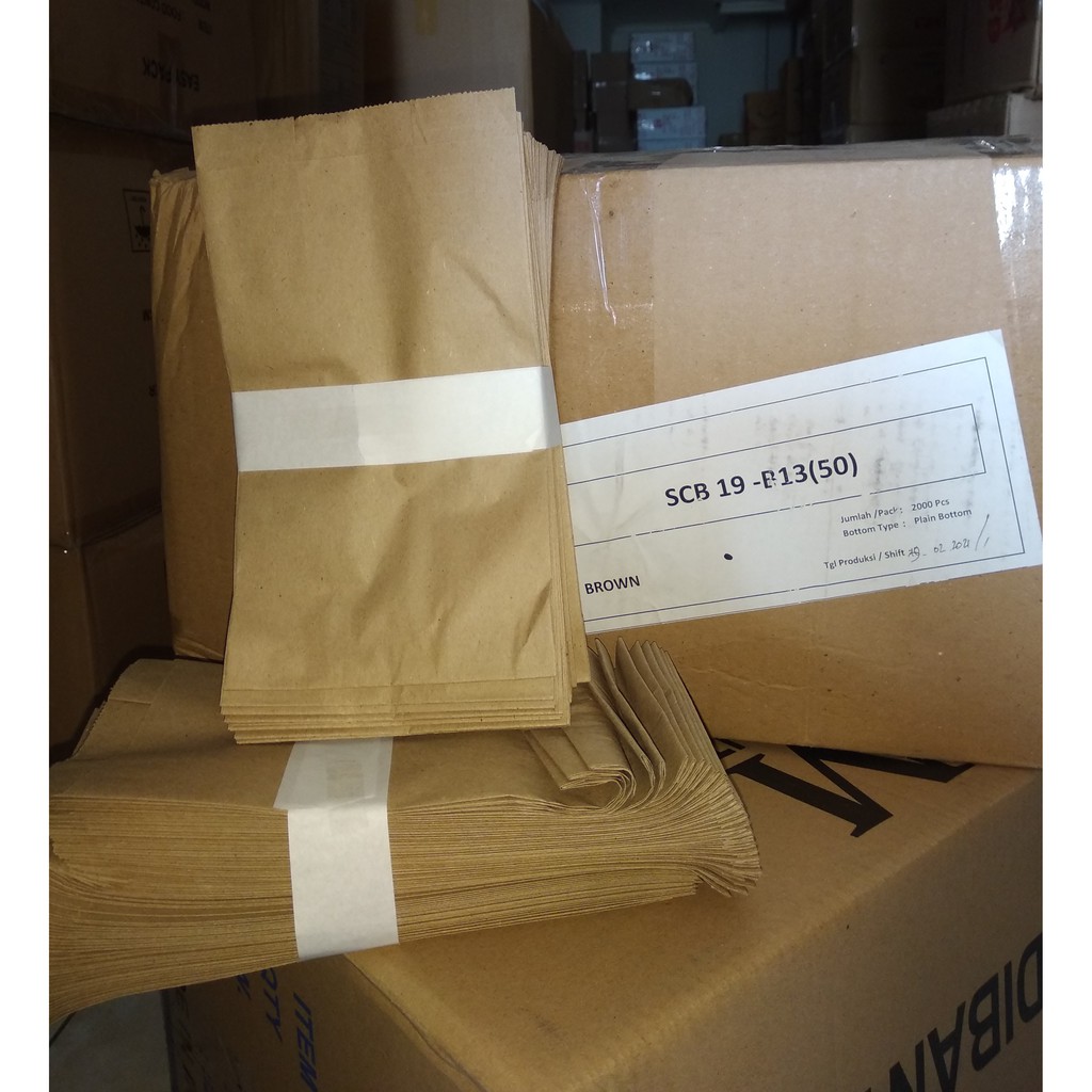 

PAPER BAG - KODE 19 - BROWN KRAFT - KANTONG KERTAS ROTI - 2000 PCS