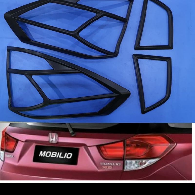 Garnish hitam doff lampu belakang mobilio 2014-2019