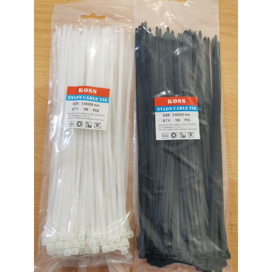 kabel Ties / Cable Ties Hitam 3.6 x 250 Hitam Putih