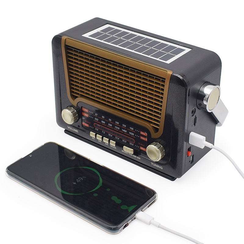 Radio Retro PortableFM/AM/SW/TF USB digunakan untuk Bluetooth Speaker Senter Bank Daya 100% ORI 527BTS