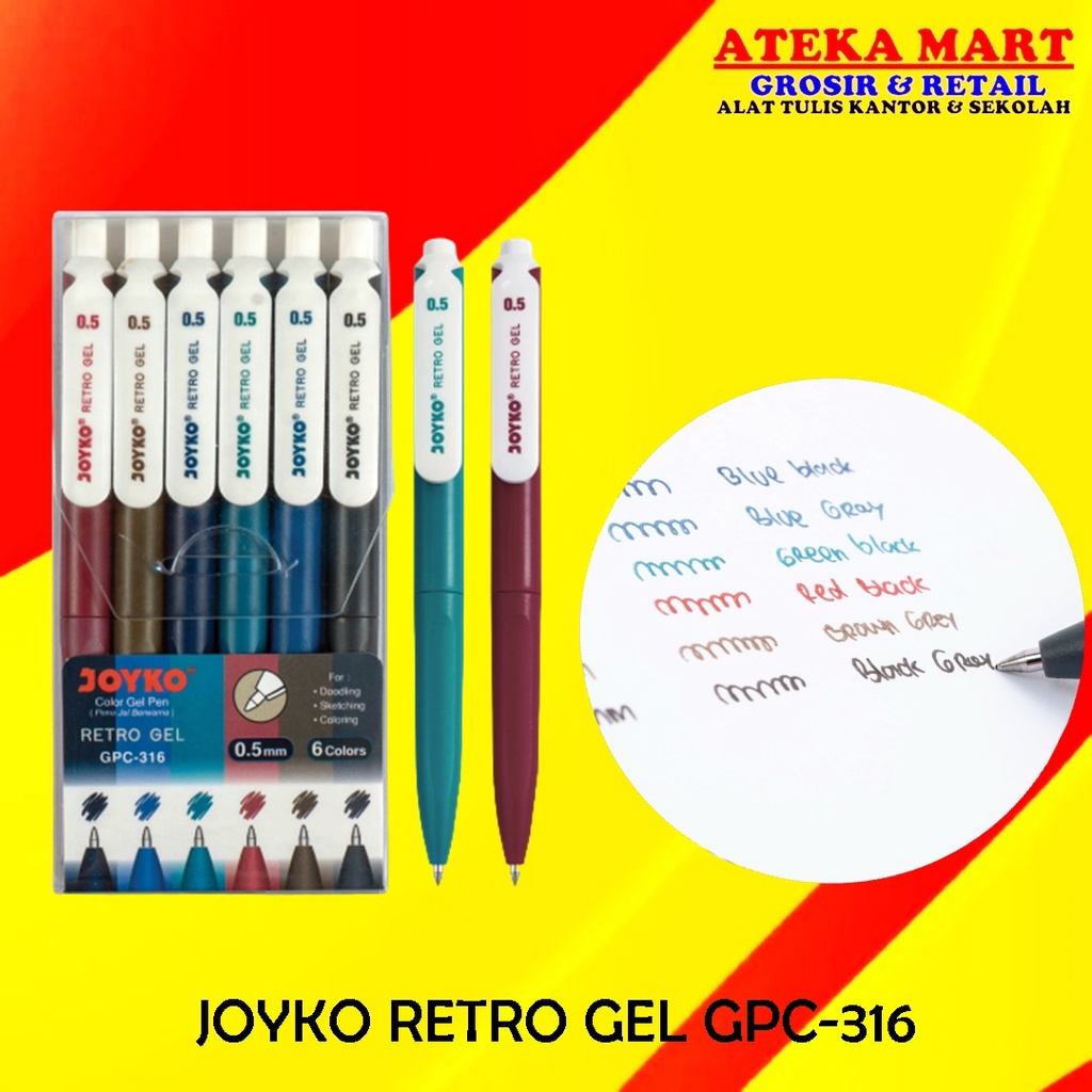 

JOYKO RETRO GEL GPC-316 / GEL PEN 6 WARNA