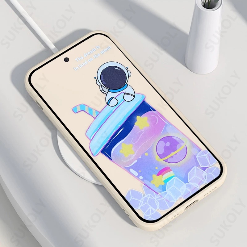 XIAOMI Case Bentuk Kotak Desain Astronot Es Krim NFC X3 Pro Poco M3 M2 Redmi Note 7 Pro Note 8 Pro Note 9 Pro Note 10 Pro Note 11 Pro Redmi 8 9 10 9A 9T 9T 9T