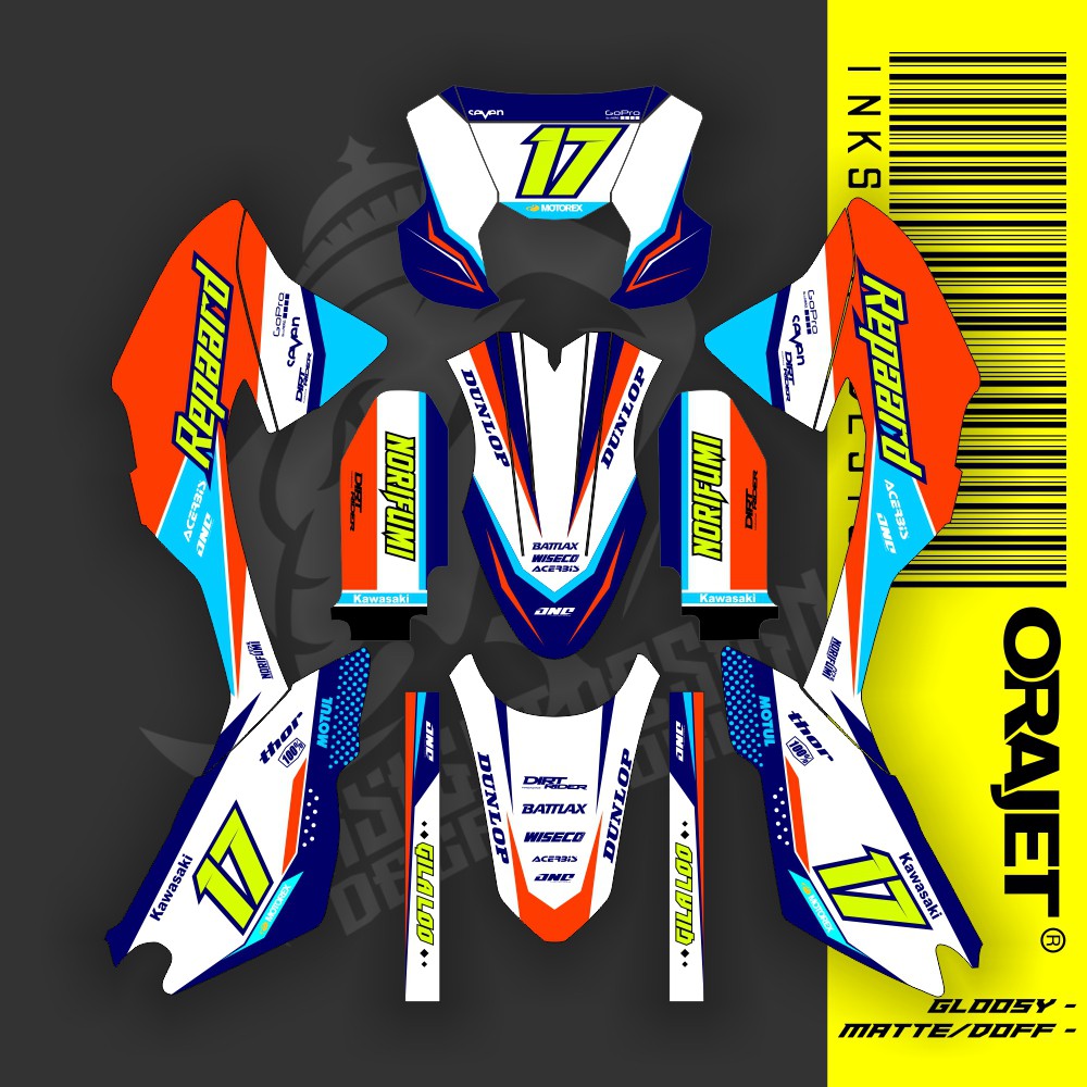 Decal KLX BF 150 Dekal Sticker Motor Custom Kawasaki Motif Grafis 11 Supermoto