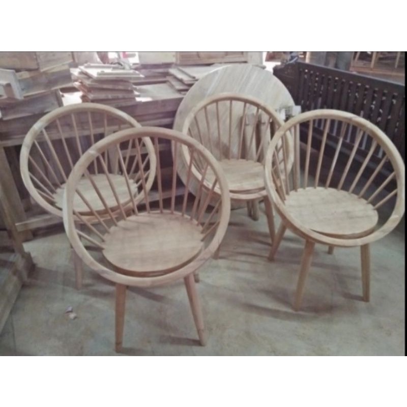 Kursi Cafe Jati Minimalis Modern Unik - Kursi Teras Jati Mentahan