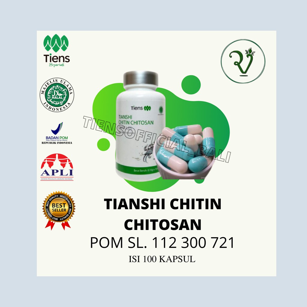 Tiens Chitin Chitosan Capsules/Detox Herbal Pelangsing Tianshi Ori/Masker Perawatan Kulit Berminyak