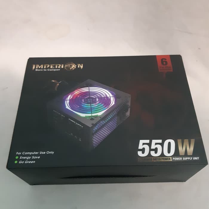 Imperion 550w RGB 6 PIN Power Supply Gaming PSU ATX 550 Watt 6pin