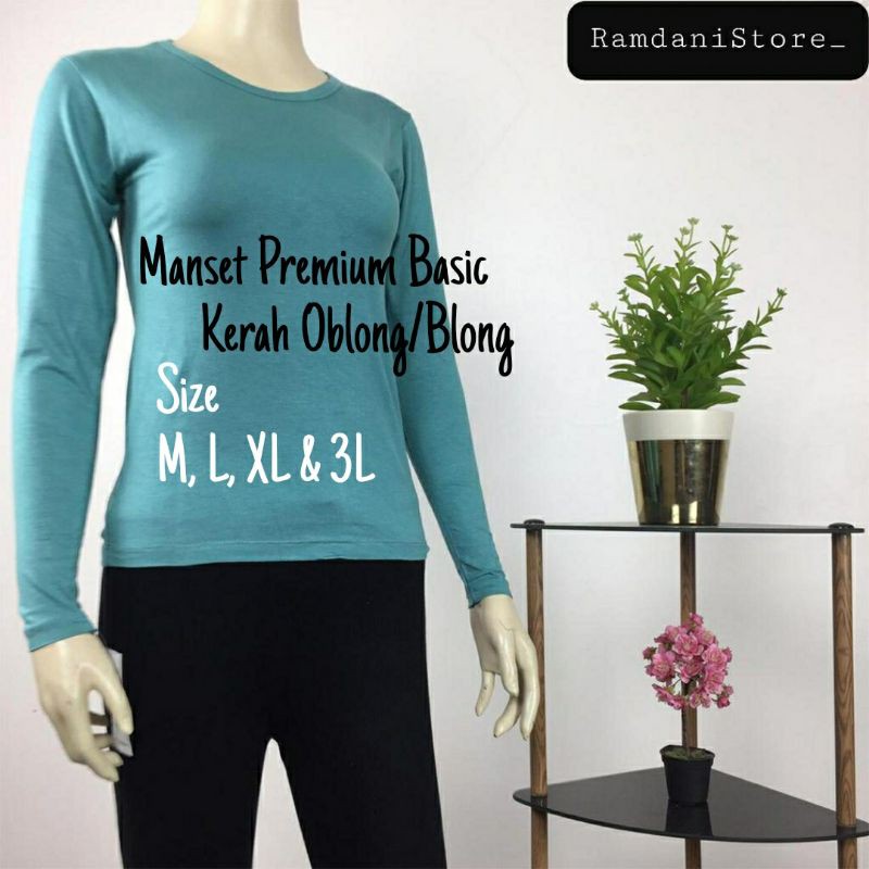 Manset Baju Premium Basic Leher Oblong, Manset Lengan Panjang, Manset Badan kerah Oblong, kaos premium, Manset