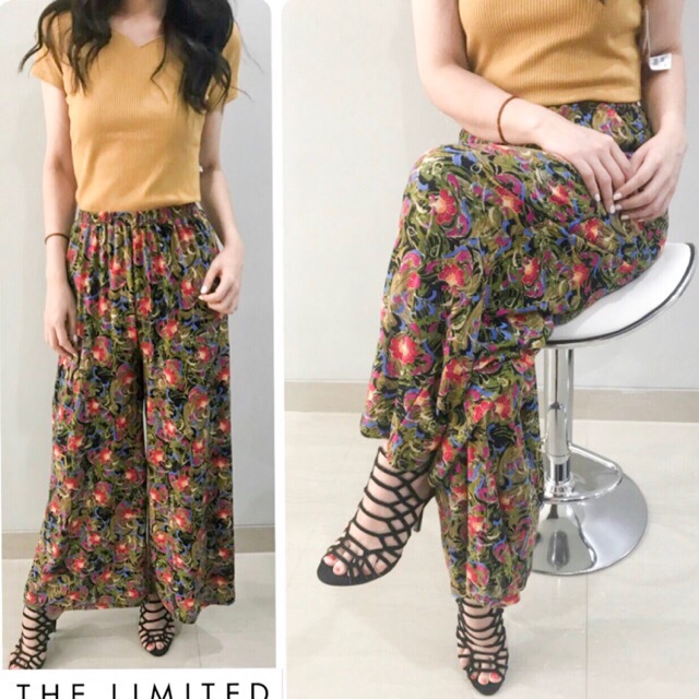 H216 The limited abstract floral print wide leg pants
