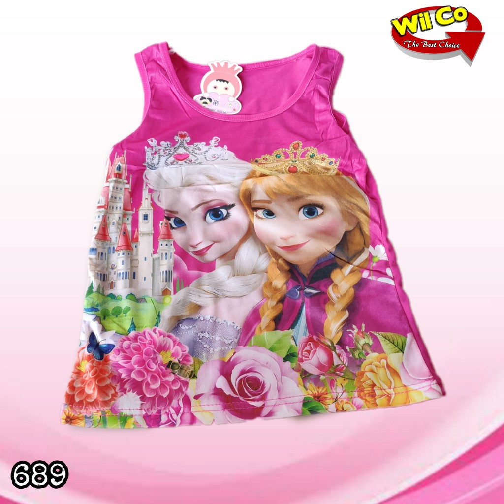 K689 - KAOS SINGLET TANKTOP ANAK WANITA MOTIF FROZEN SIZE S - XL HARGA PER 1 PCS