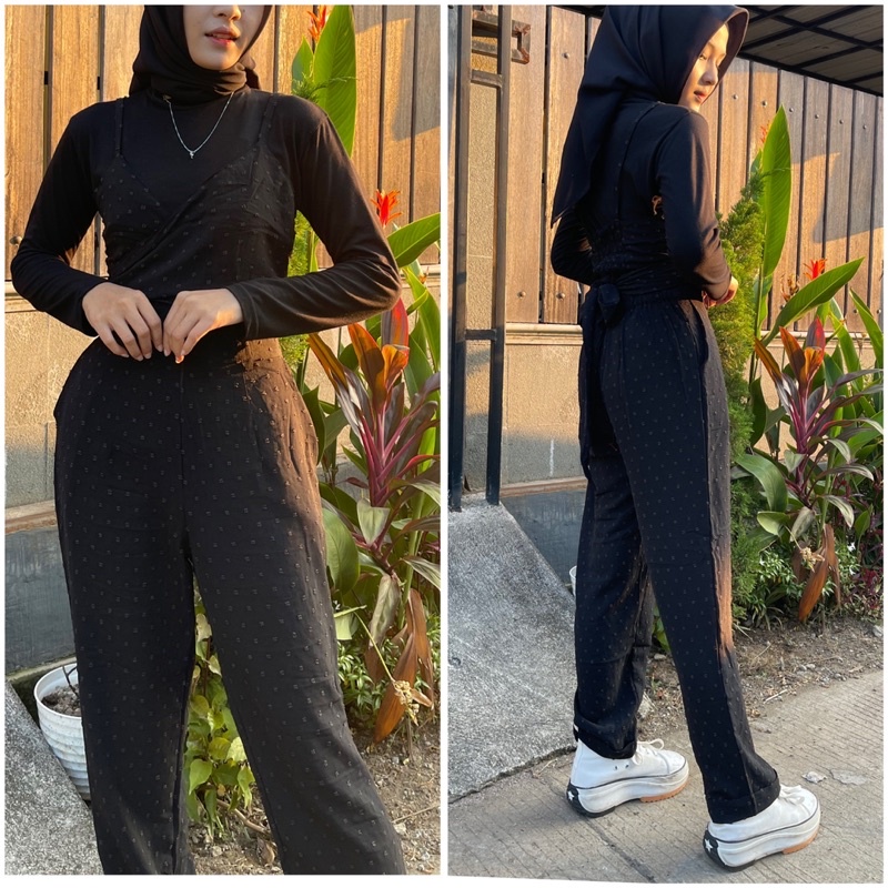 NEW JUMPSUIT / one set vest PREMIUM/ setelan wanita / one set reina span/ setelan crop /overall belakang pita BY DYOURA