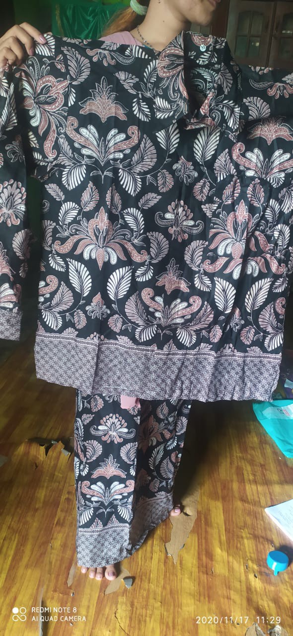 (ready Anak) Couple Batik Brokat Tulle Audi Marissa Payet Bunga