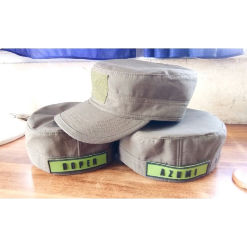 Topi komando free custom nama rubber patch