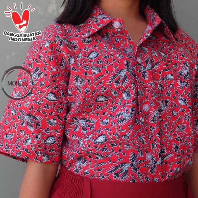 Seragam Baju Batik SD/MI/TK/PAUD JM Merah