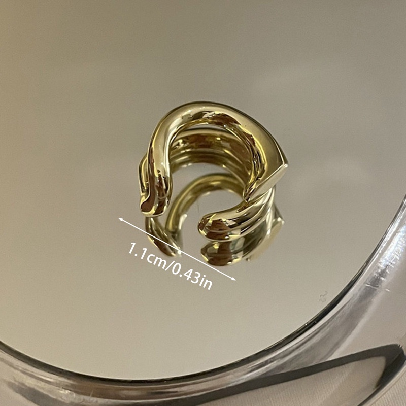Anting Klip Telinga Lapisan Ganda Tidak Ada Tindik Bahan Logam Gaya Perancis Elegan Untuk Wanita