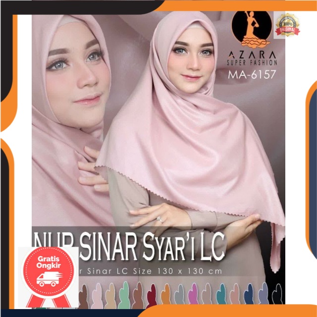 (NGABISIN STOK) Hijab Segiempat Azara Nur Sinar Syari 130x130