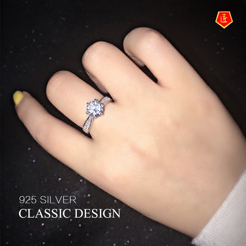 [Ready Stock]Luxury Classic Six-Claw Diamond Ring