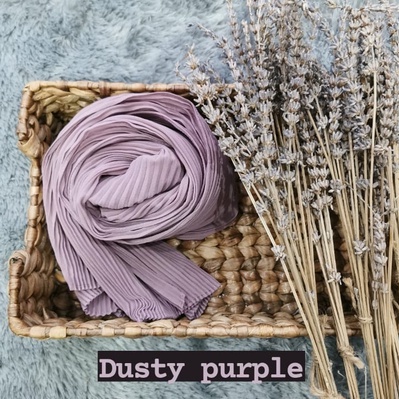 Pashmina Plisket Ceruty Baby Doll Pleated Shawl Full Lidi Hijab Ukuran 180 x 75 Jilbab Instant-HJ PLISKET DUSTYPRPL
