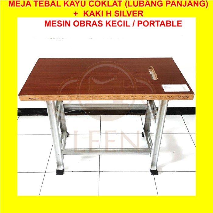 Meja &amp; Kaki SET Mesin Jahit Obras Kecil/ Portable TEBAL- H Silver LEEN