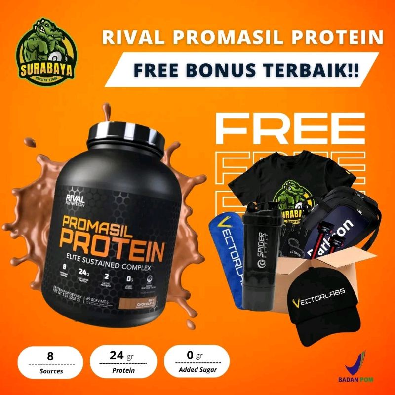 Rival Nutrition Whey Protein Promasil 5 Lbs Susu Puasa BPOM Isolate Hydrolysate Hydrolyzed Blend Casein 5Lbs 5Lb 5 Lb