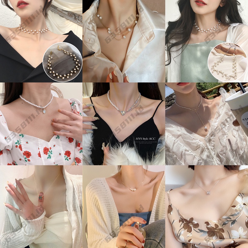 Kalung Liontin Mutiara Berlian Gaya Retro Korea Untuk Wanita