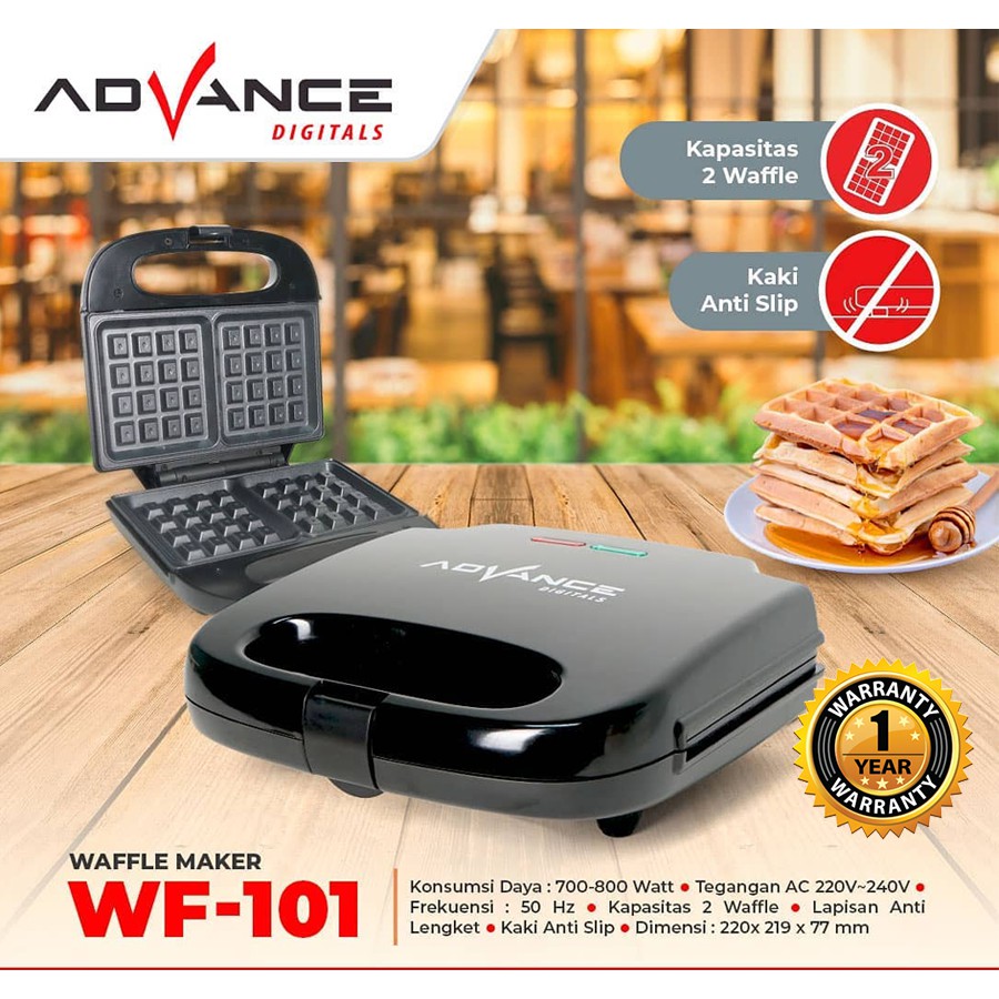 ADVANCE WAFFLE MAKER PEMANGGANG ROTI WAFFLE 2 LAPIS WF101 Garansi 1