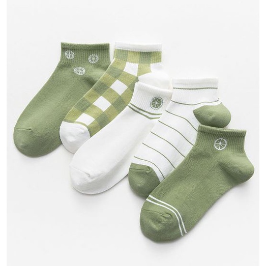 DF KK199 Kaos Kaki Wanita Motif Lime Semata Kaki Kaos Kaki Pendek Japanese Ankle Socks Korean