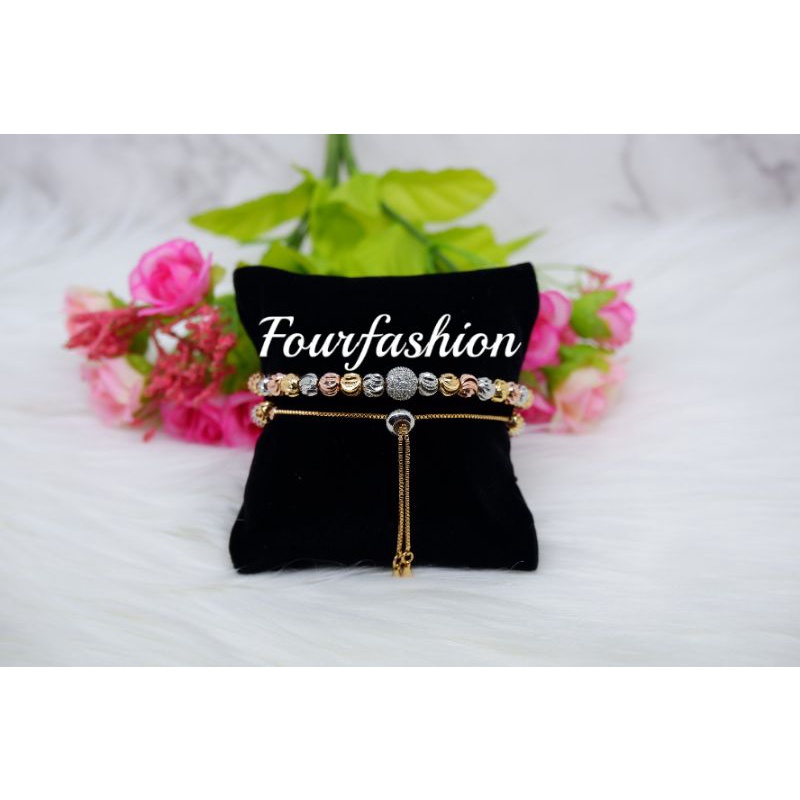 Fourfashion Gelang Tangan Serut Biji Lada Tengah Bandul Kekinian JX01