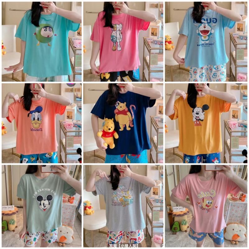 [ NEW MOTIF ] OVER SIZE KAOS Baju tidur import murah fashion wanita import piyama wanita murah C16-A2