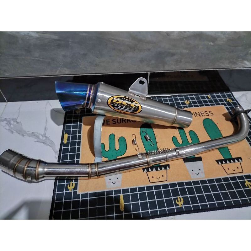 Knalpot BSS segi6 corong blue knalpot racing untuk motor supra old/supra 125/jupiter mx/vega/crypton