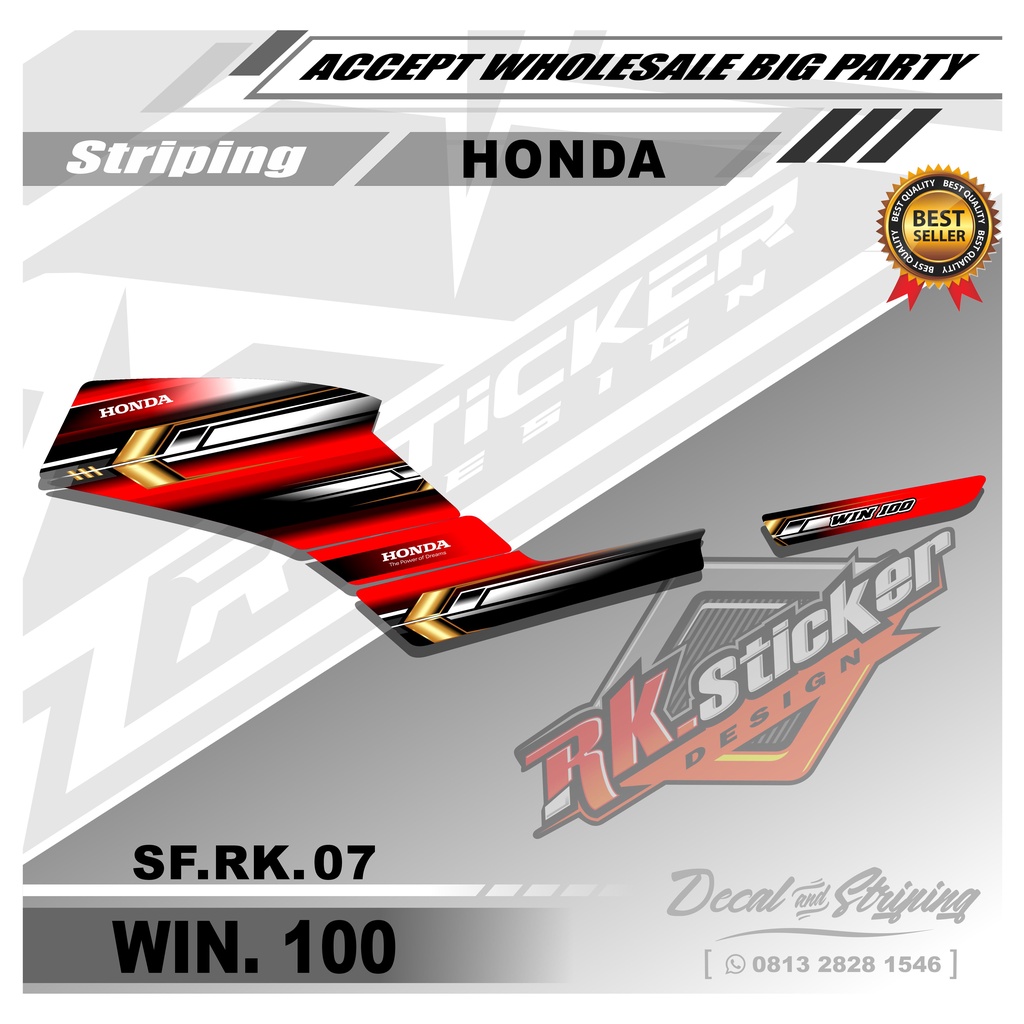 Stiker Motor WIN 100 Sticker Striping Variasi Motor WIN 100 Desain Racing Rk-07