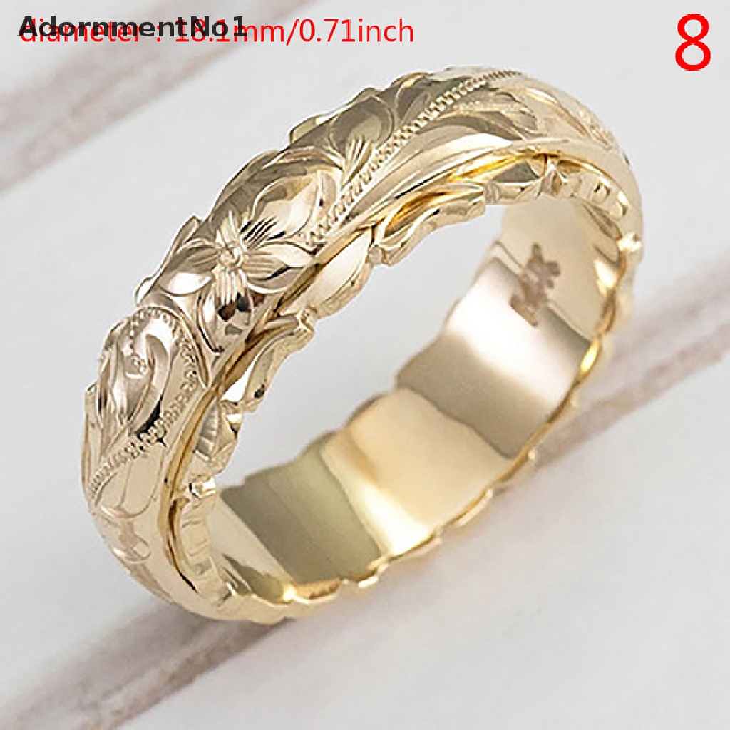 (AdornmentNo1) Cincin Lapis Emas 14k Motif Ukir Bunga Untuk Wanita