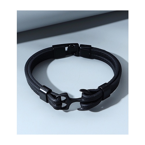 LRC Gelang  tangan Fashion Black Anchor Resin Leather Alloy Mens Y65195