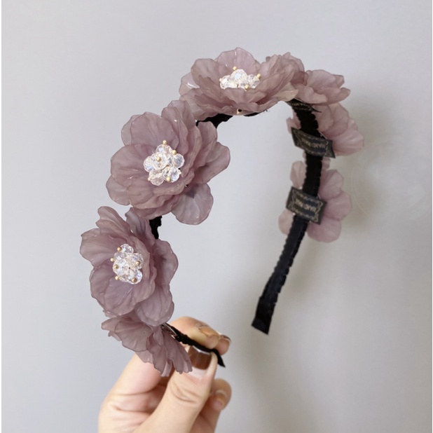 Bando Bandana Korea Wanita Bando Bunga Putih Peony Dowon