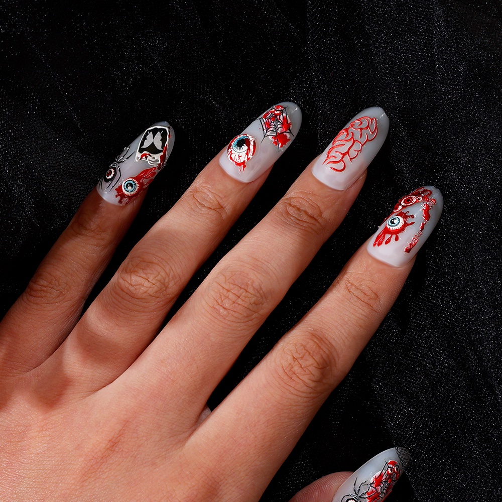 Stiker Kuku Motif Halloween 5D Untuk Dekorasi Nail Art