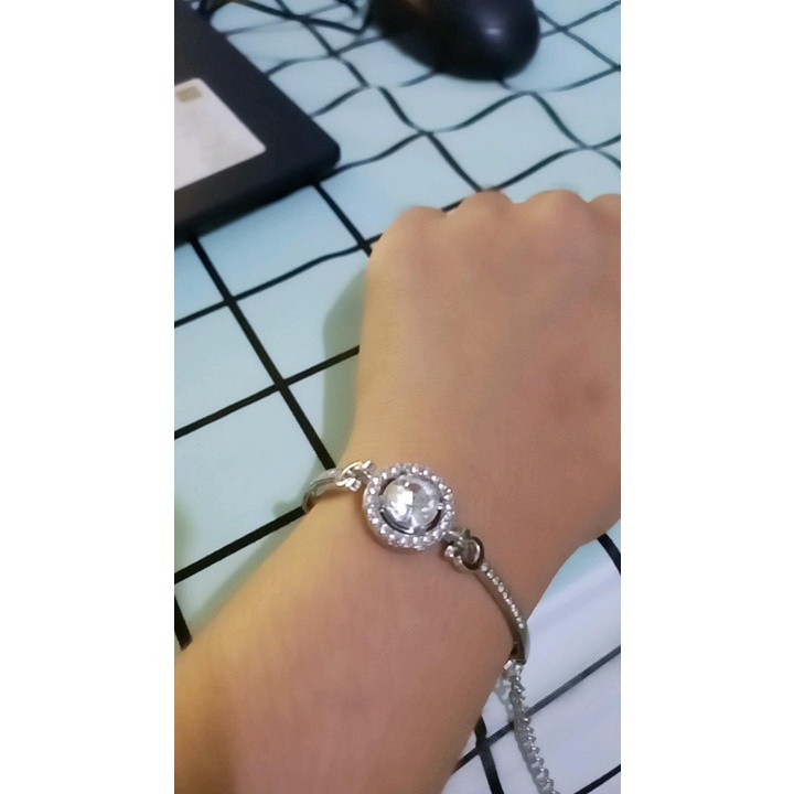 ✅ TERBARU Gelang Wanita Korea Titanium Kekinian Perhiasan Tangan Kristal Fashion Anti Karat