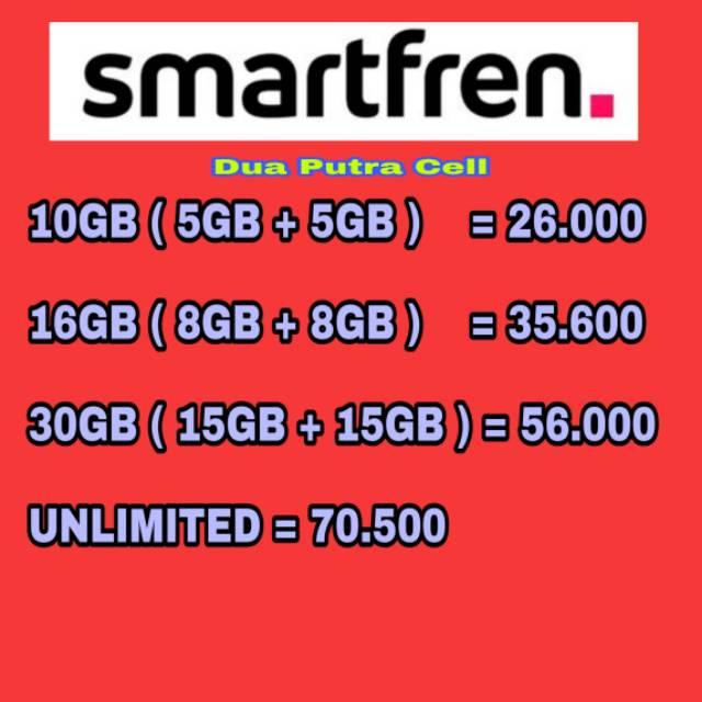 VOUCHER ISI ULANG SMARTFREN 10GB / 16GB / 30GB / 60GB / UNLIMITED /