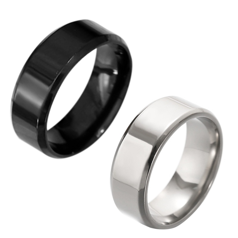 Cincin Bahan Stainless Steel Matte Gaya Punk Untuk Pria