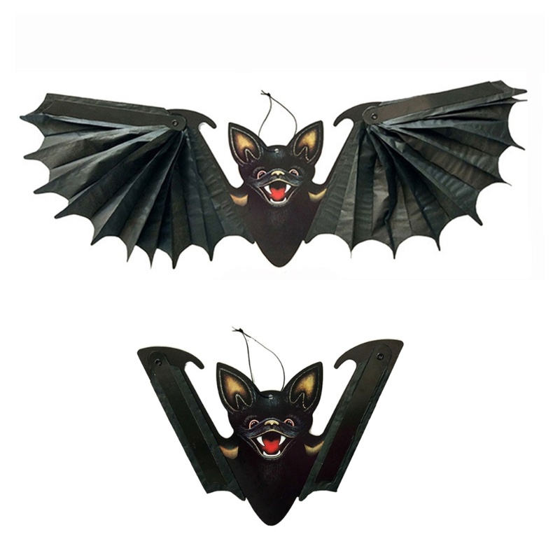 Zzz Hiasan Gantung Bentuk Kelelawar Bisa Dilipat Bahan Kertas Hitam Untuk Dekorasi Pesta Halloween