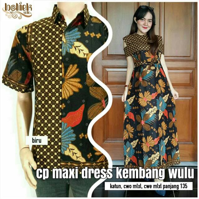 Couple Dress Maxi Kembang Wulu Batik Sarimbit