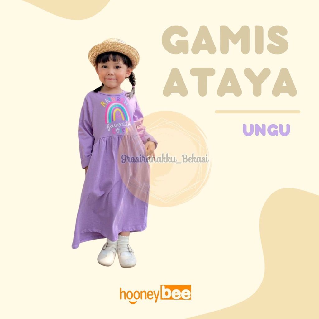 Gamis Kaos Anak Ataya Hooneybee Warna Ungu 2-10Thn