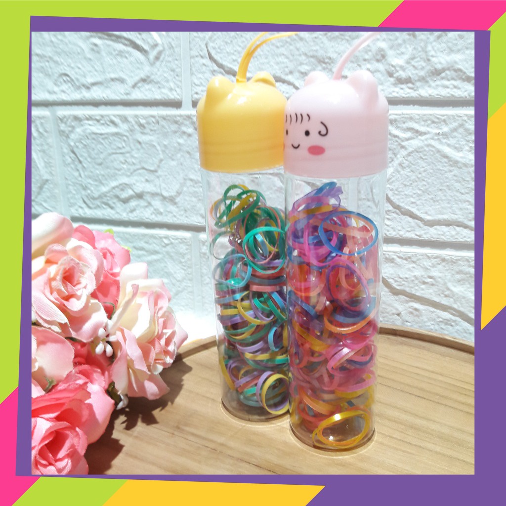 1411 / Karet Jepang ikat rambut  / Kemasan botol karakter lucu