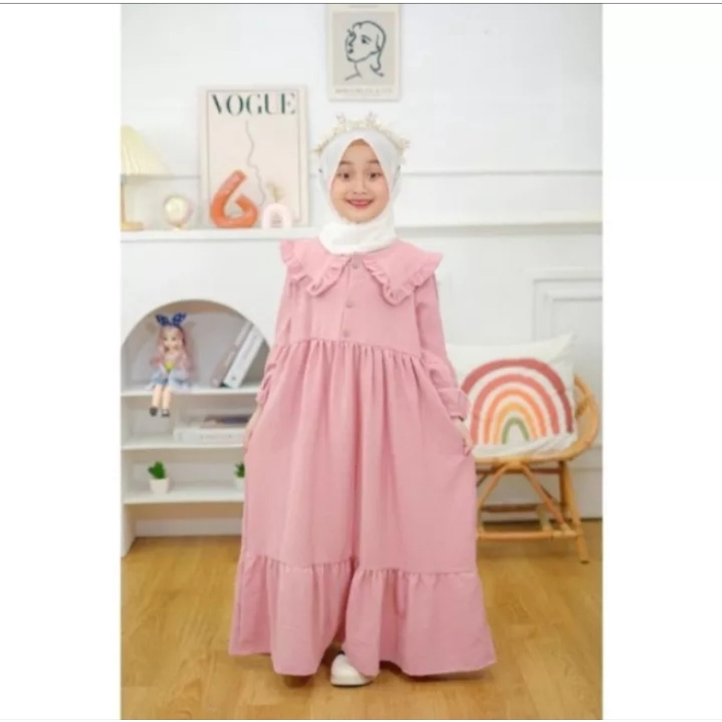 GAMIS LUNA CRINKLE AIRFLOW /SIZE 6 8 10/gamis anak-anak/dress anak/kidswear/terbaru