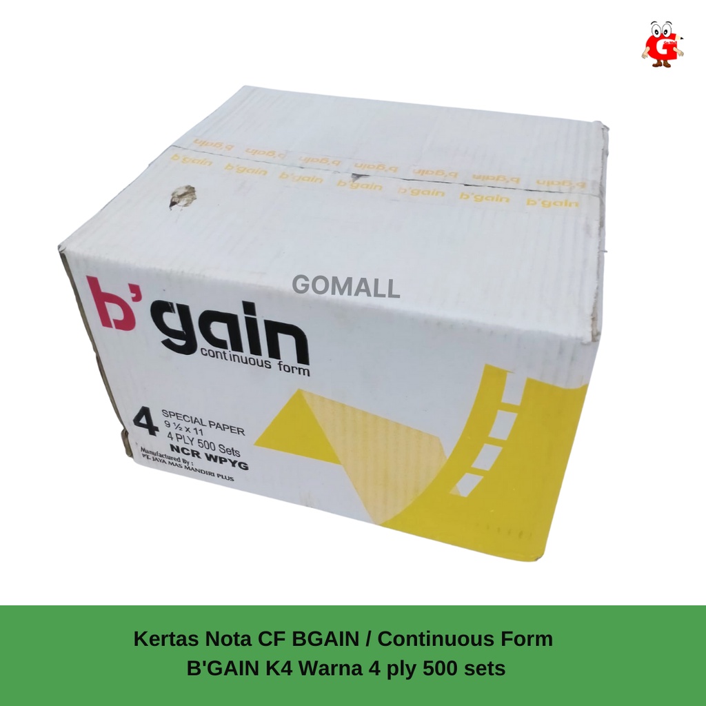 

Kertas Nota CF BGAIN / Continuous Form B'GAIN K4 Warna 4 ply 500 sets