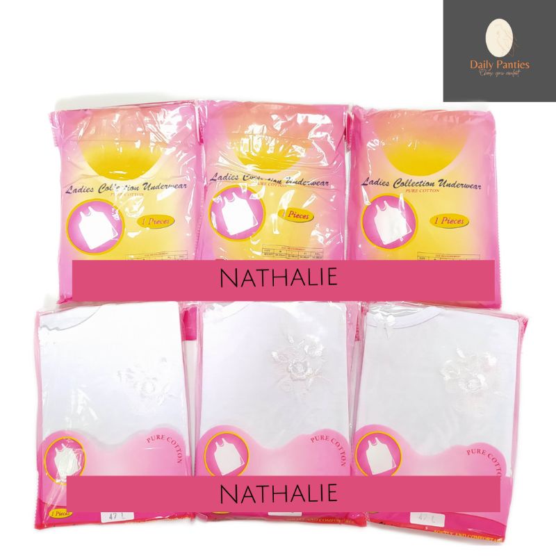 (6pcs) NATHALIE SINGLET WANITA KHUSUS PUTIH SINGLET CEWEK KATUN POLOS KAOS DALAM REMAJA SINGLET KERJ