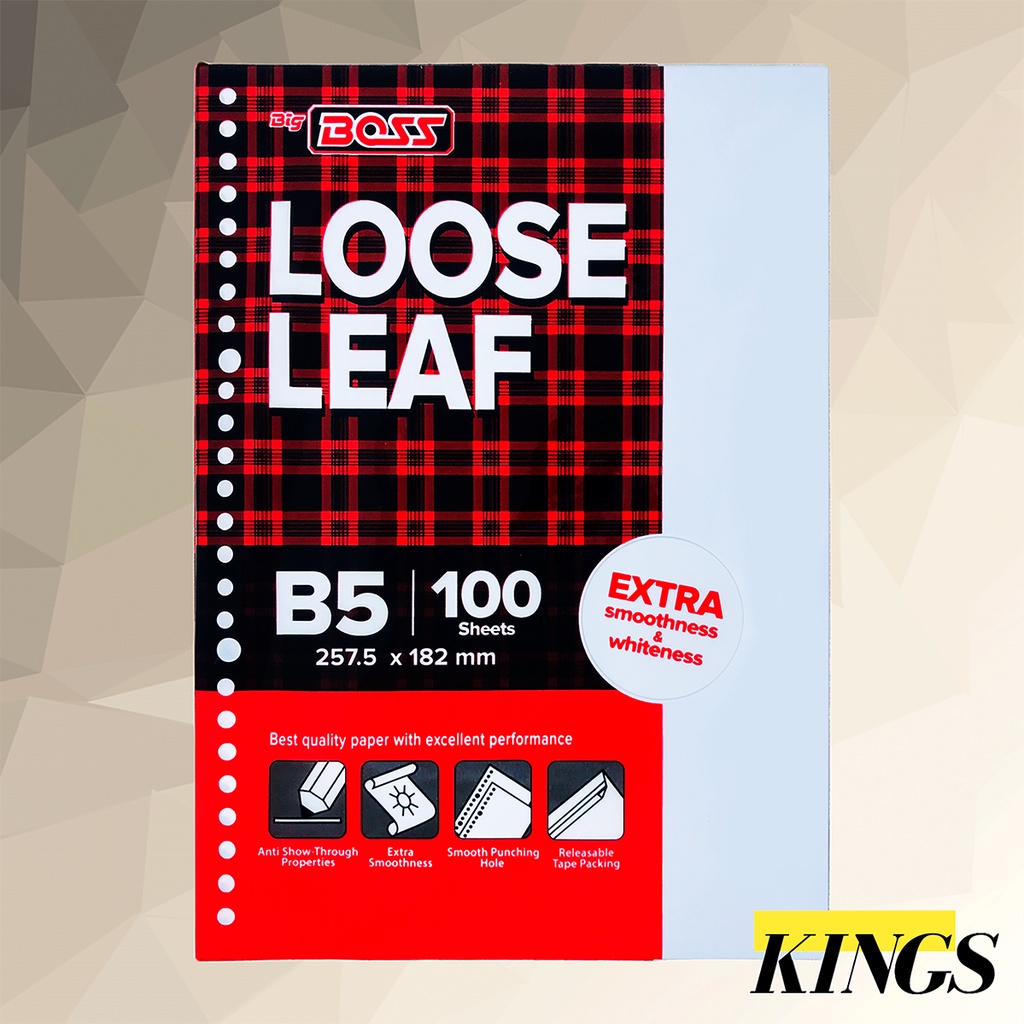 

Big Boss Loose Leaf / Isi Kertas File Binder B5 Plain / Polos Isi 100